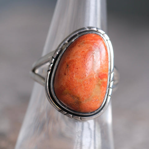 Vintage Sterling Jasper Ring 7.75