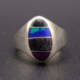 Vintage Sterling Multistone Inlay Ring 8.25