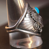 Vintage Sterling Turquoise Eagle Ring 11.75