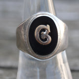 Vintage Sterling G Initial Signet Ring 7.75