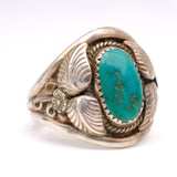 Vintage Sterling Turquoise Feather Ring 10.5