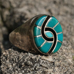 Vintage Sterling Turquoise Inlay Ring 7