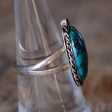 Vintage Sterling Turquoise Feather Ring 7.25