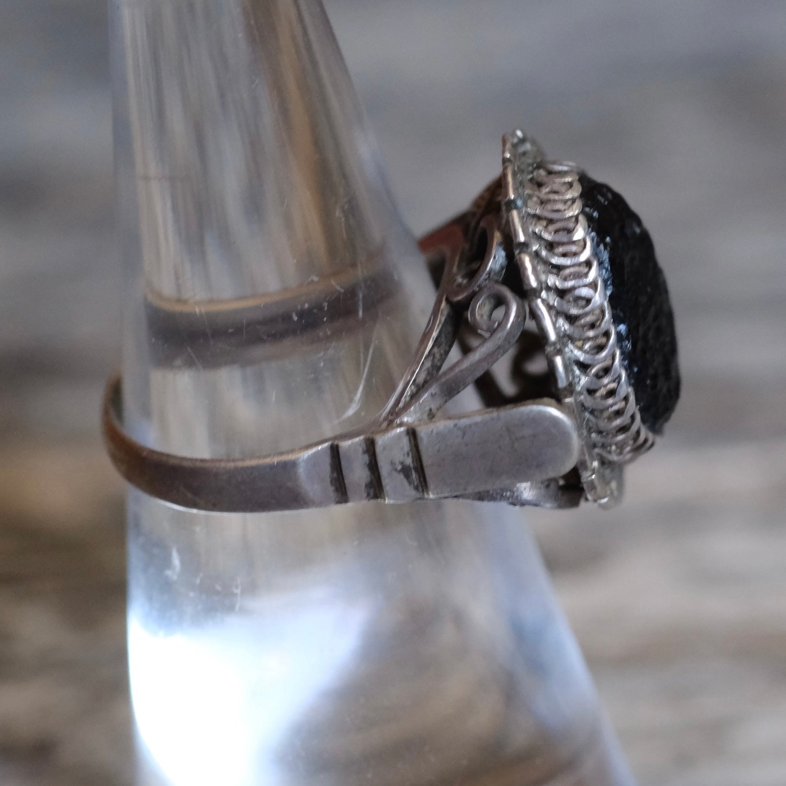 Vintage Sterling Onyx Ring 6