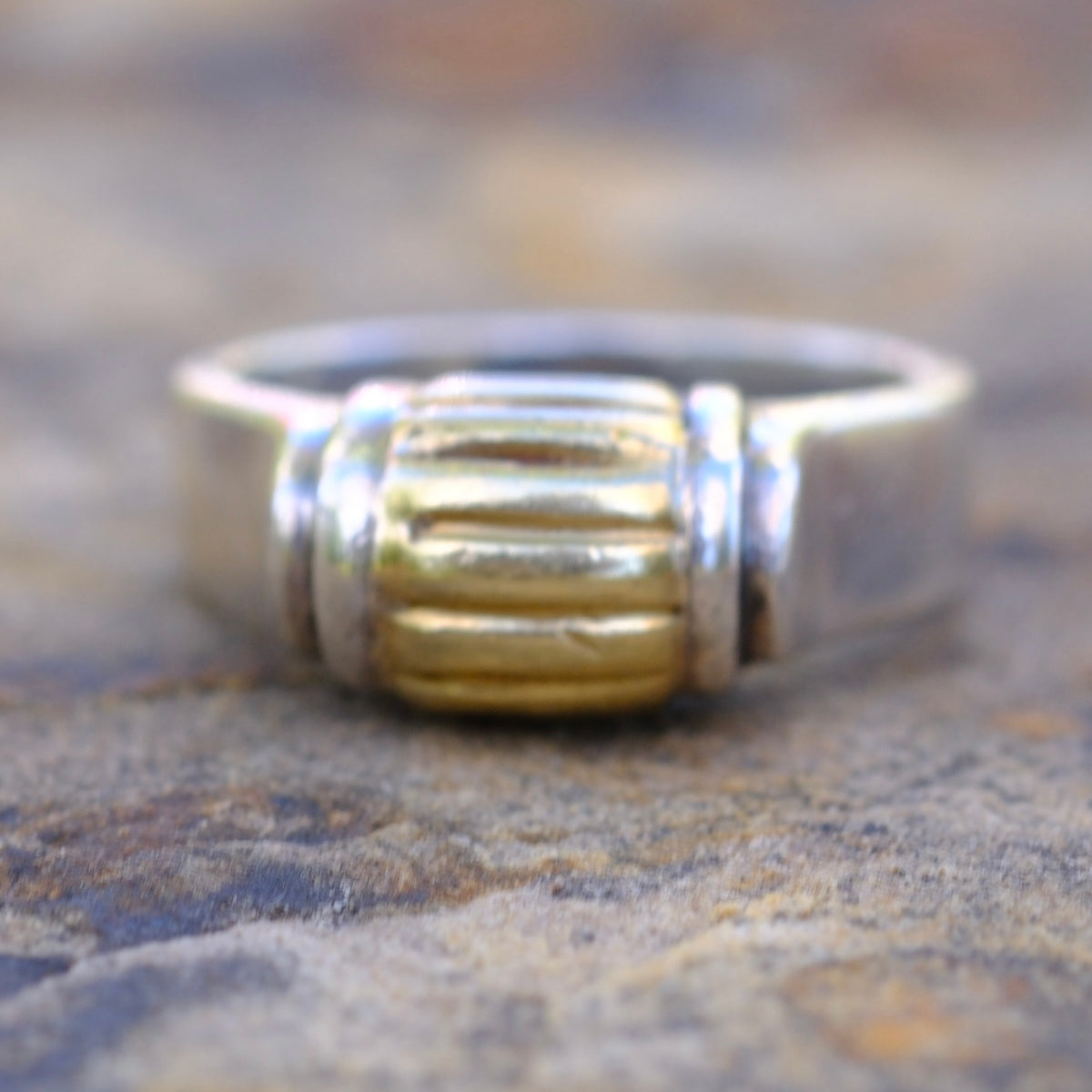 Vintage Sterling and 18K Gold Ring 6 Caviar-Lagos