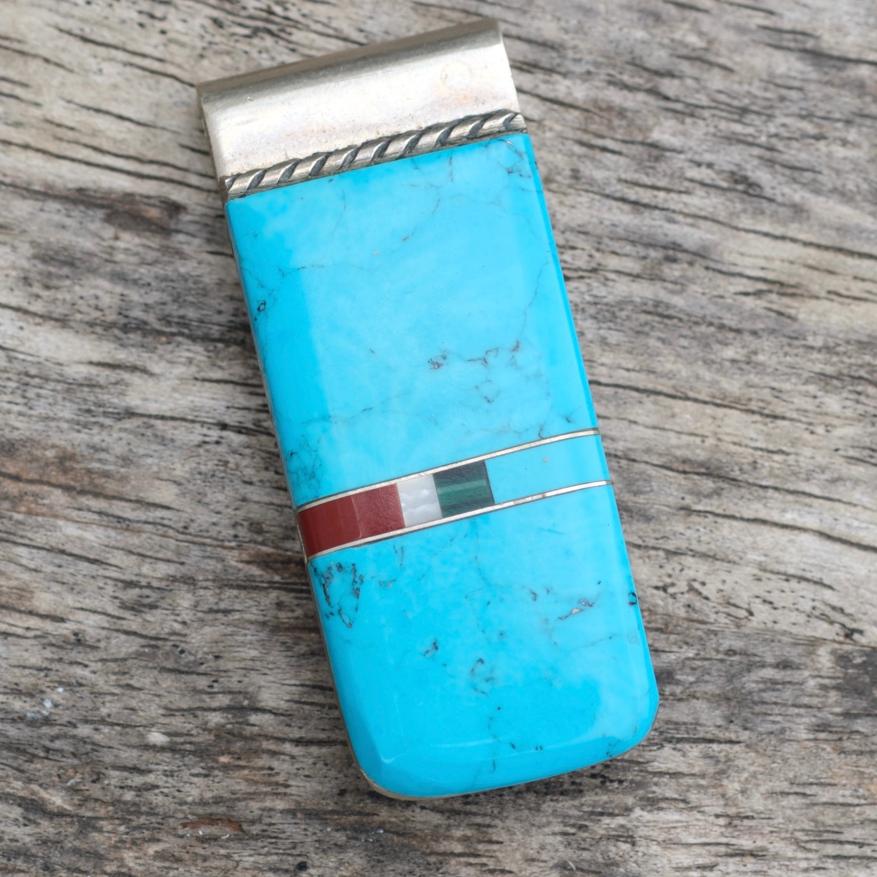 Vintage Turquoise Inlay Money Clip