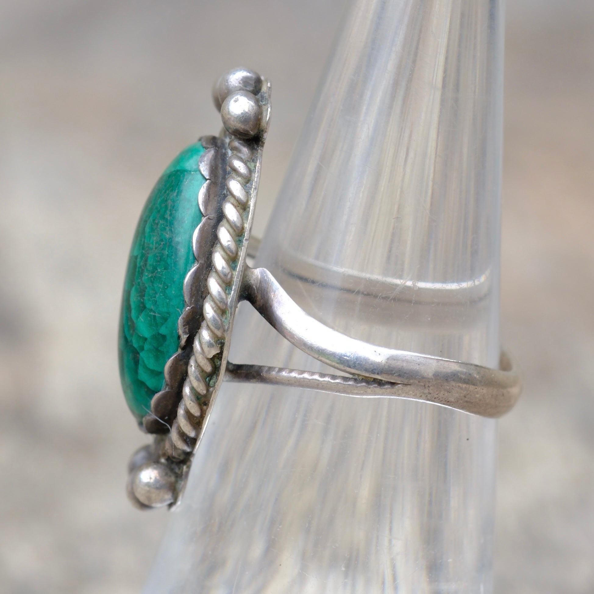 Vintage Sterling Chrysocolla Roper Ring 5.5