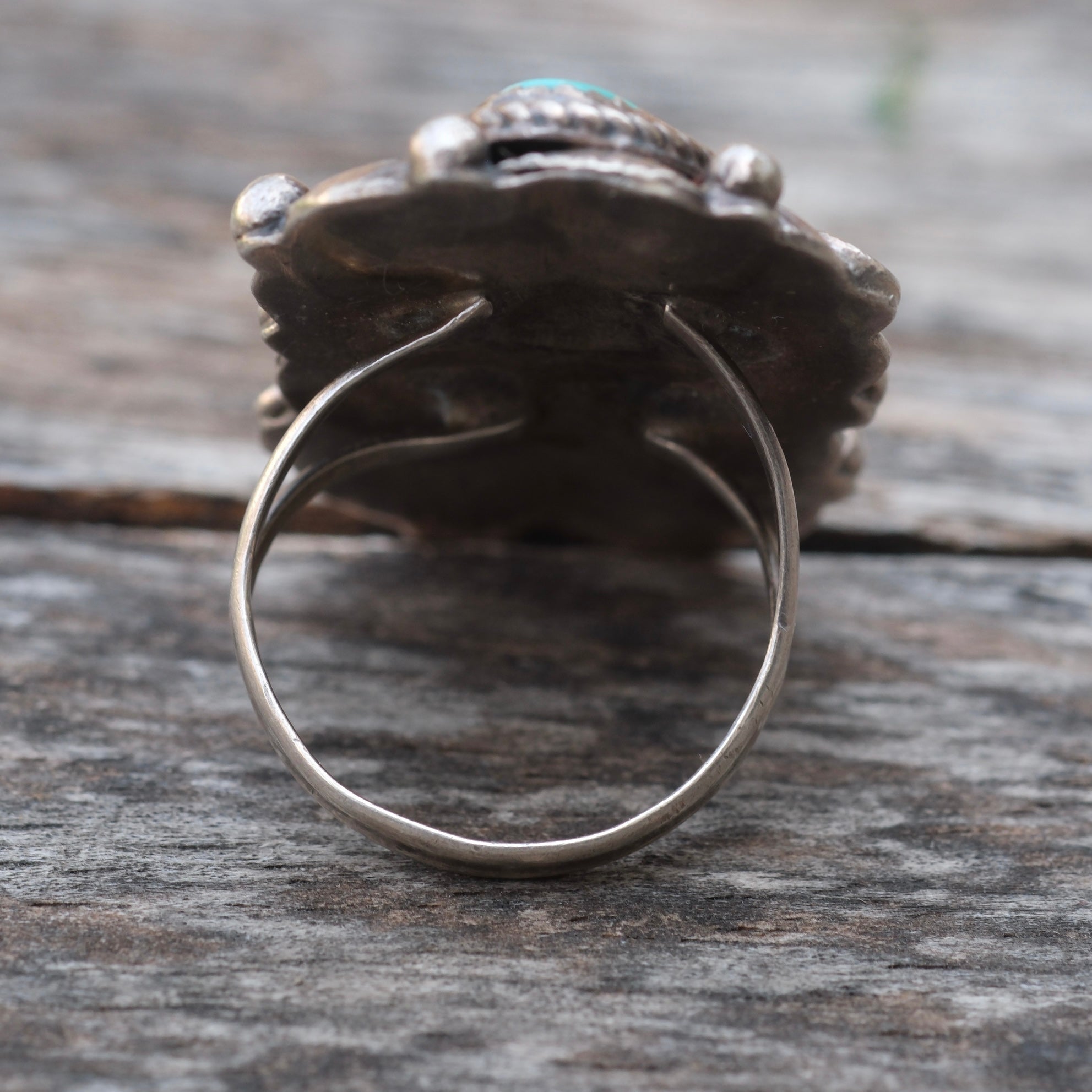 Vintage Sterling Turquoise Feather Ring 8.5