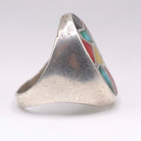 Vintage Sterling Multistone Inlay Fish Scale Ring 9.5