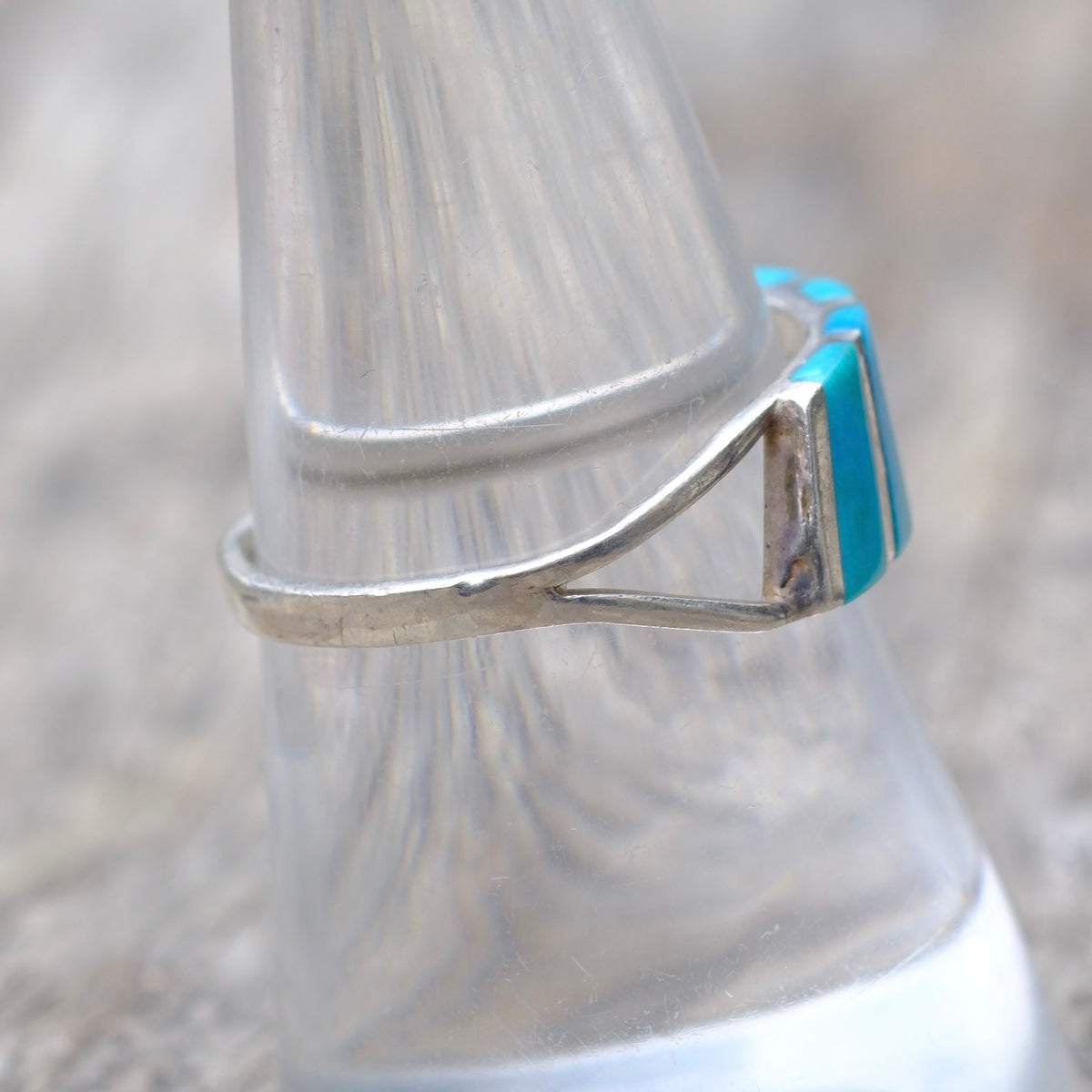 Vintage Sterling Turquoise Inlay Band 8.5