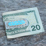 Vintage Sterling Silver Turquoise Inlay Money Clip