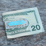 Vintage Sterling Silver Turquoise Inlay Money Clip