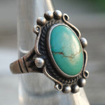 Vintage Sterling Turquoise Trading Post Ring 6.75