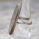 Vintage Sterling Abalone Sweet Leaf Ring 6.5