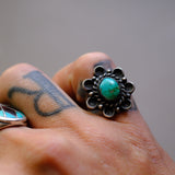 Vintage Sterling Turquoise Florette Ring 5