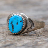 Vintage Sterling Turquoise Stamped Band Ring 12