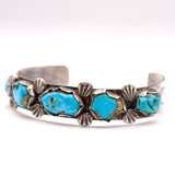 Vintage Sterling 5-Stone Turquoise Cuff Bracelet 6.75"