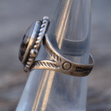 Vintage Sterling Petrified Wood Stamped Band Ring 5.5