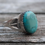 Vintage Sterling Turquoise Stamped Band Ring 7.75