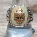 Vintage Sterling Mother Of Pearl USN Signet Ring 11