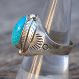 Vintage Sterling Turquoise Feather Ring 9
