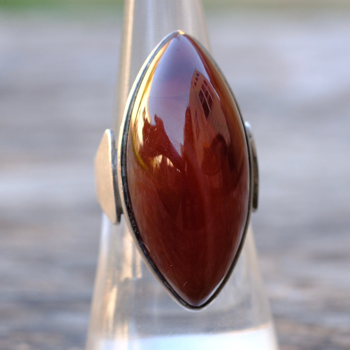 Vintage Sterling Jasper Ring 7.25