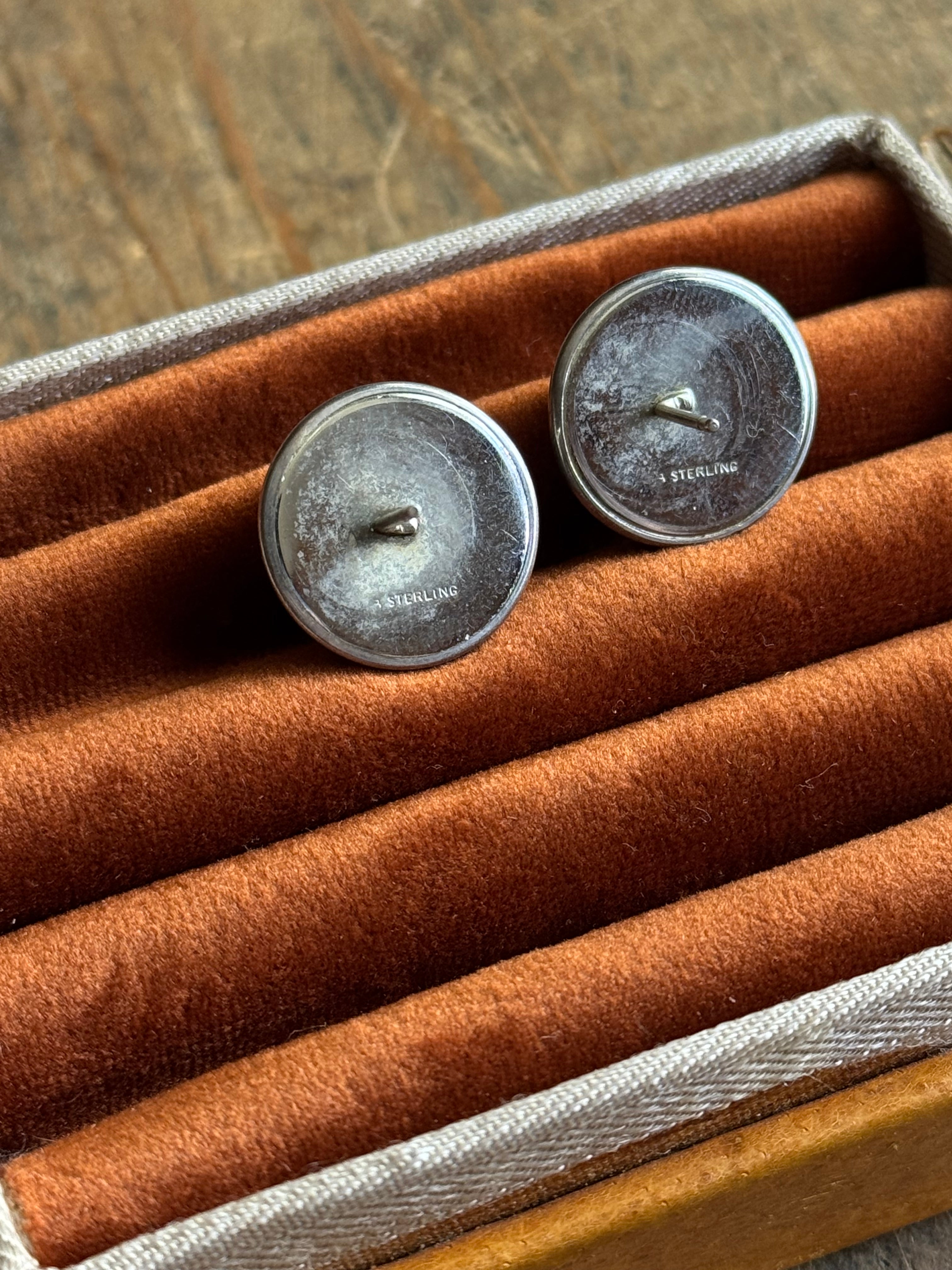 Vintage Sterling Silver Hematite Studs