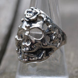 Vintage White Bronze Biker Ring 8.5