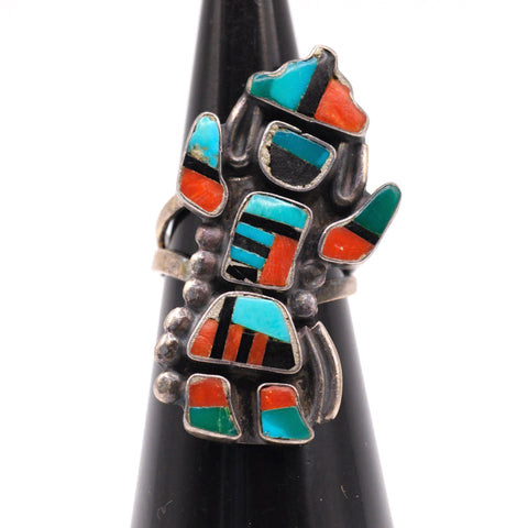 Vintage Sterling Multistone Kachina Ring 6