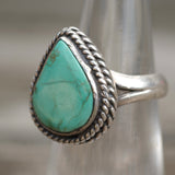 Vintage Sterling Turquoise Teardrop Roper Ring 5.75