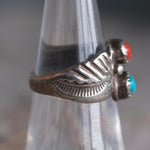 Vintage Sterling Turquoise and Coral Ring 6