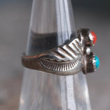 Vintage Sterling Turquoise and Coral Ring 6
