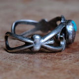 Vintage Sterling Turquoise Sandcast Cuff Bracelet