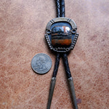 Vintage Sterling Petrified Wood Bolo Tie
