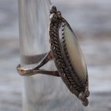 Vintage Sterling Mother Of Pearl Ring 5.75