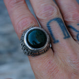 Vintage Sterling Green Jasper Ring 10.75