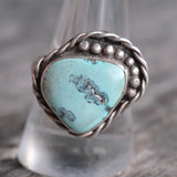 Vintage Sterling Turquoise Roper Ring 9.5