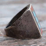 Vintage Sterling Multistone Inlay Ring 8.5