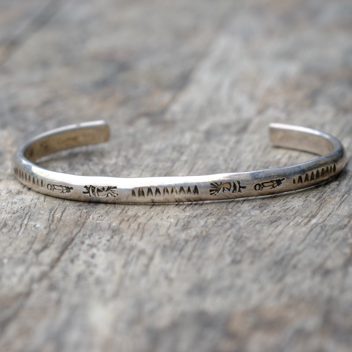 Vintage Sterling Silver Stamped Cuff Bracelet