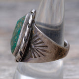Vintage Sterling Turquoise Stamped Band Ring 8.75