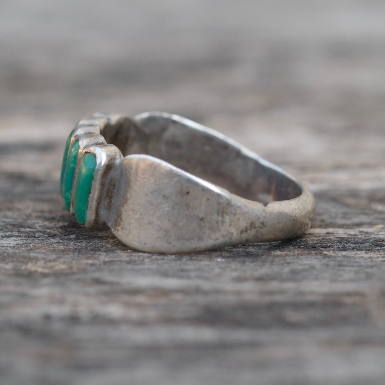 Vintage Sterling Turquoise Inlay Band Ring 5.25