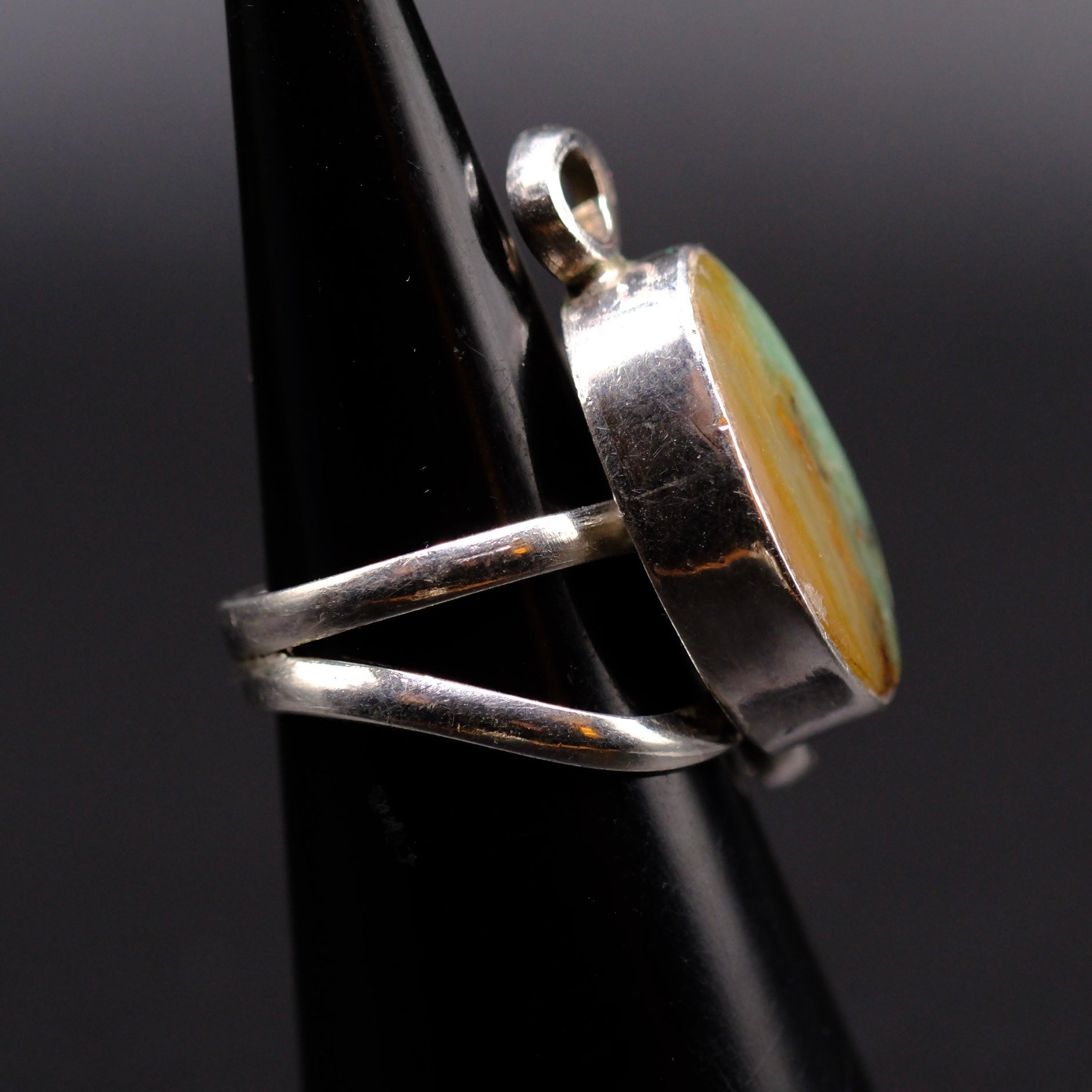 Vintage Sterling Agate Ring 4.25