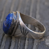 Vintage Sterling Lapis Cabochon Ring 13.75