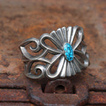 Incredible Vintage Sterling Turquoise Sandcast Cuff