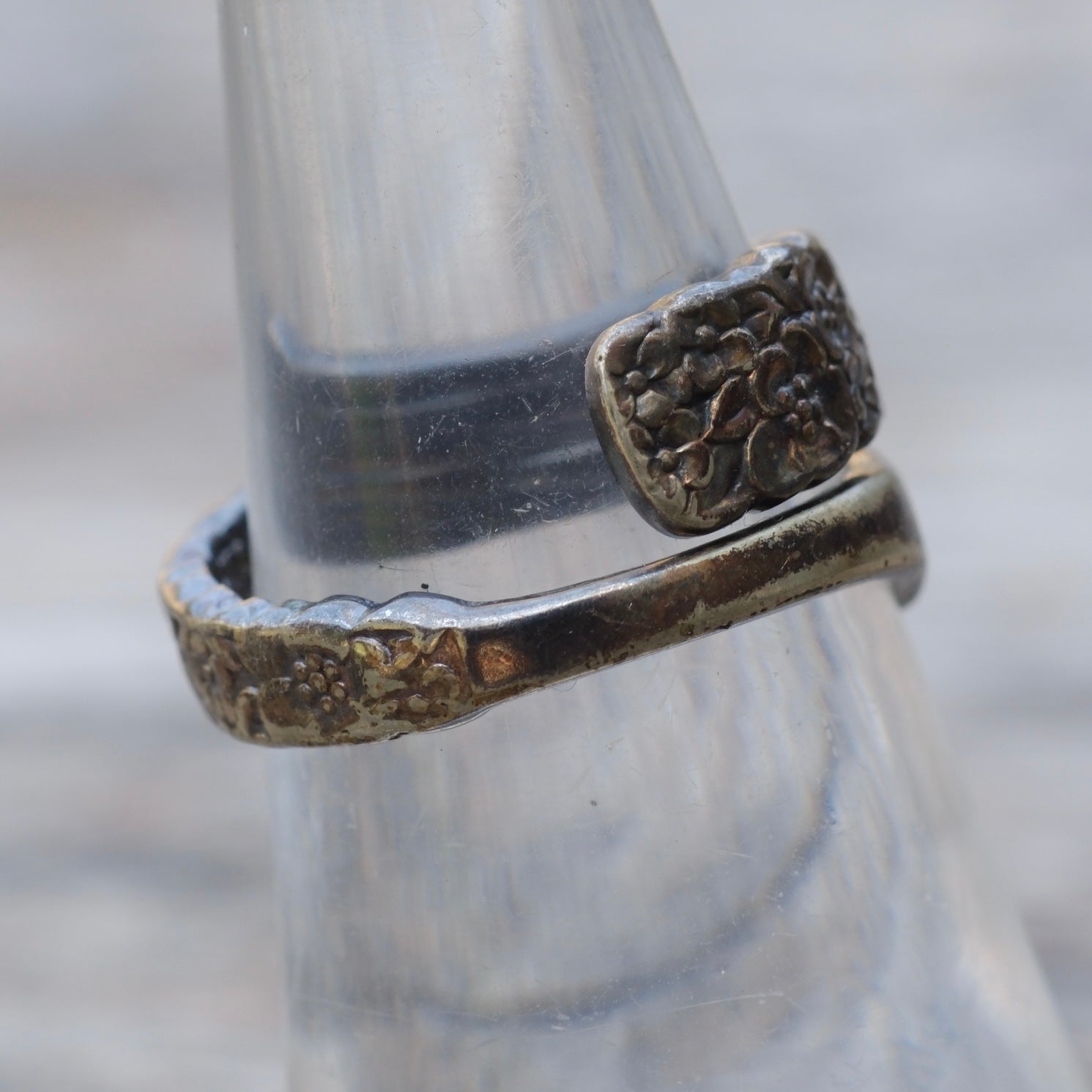 Vintage Sterling Floral Overpass Ring 6.25
