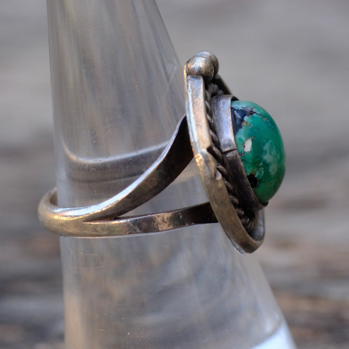 Vintage Sterling Turquoise Roper Ring 7.5