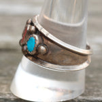 Vintage Sterling Turquoise and Coral Band 10.5