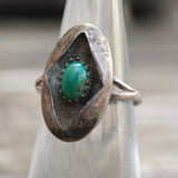 Vintage Sterling Turquoise Shadowbox Ring 5.25