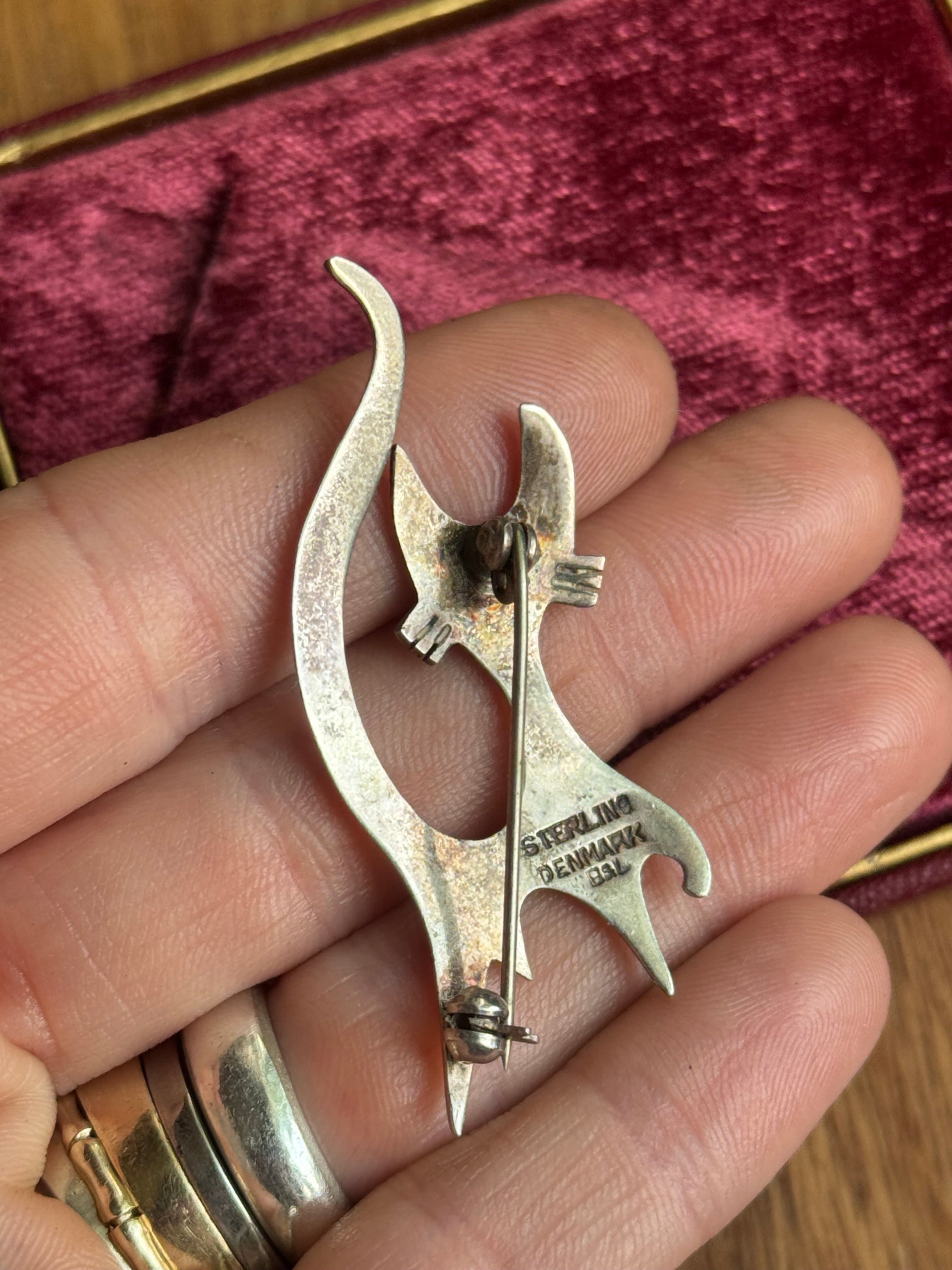 Vintage Sterling Silver Cat Pin
