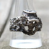 Vintage White Bronze Biker Ring 11.25